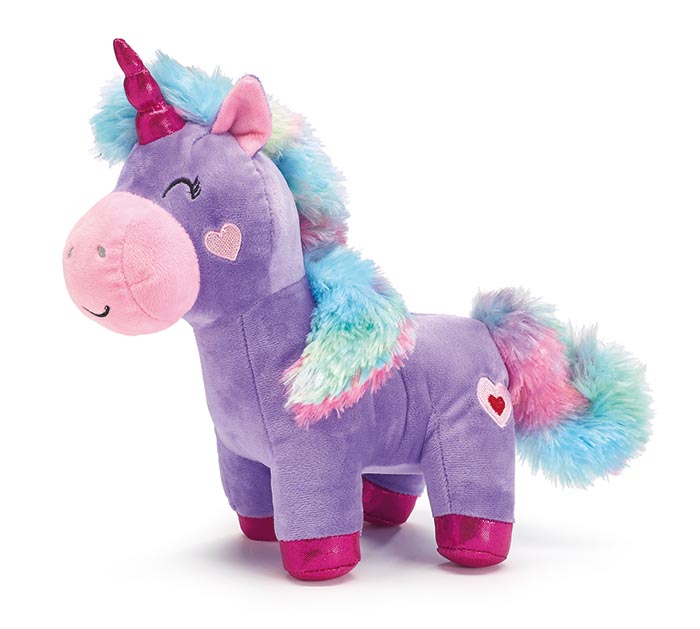 Plush Lavender Unicorn with Rainbow Mane and Tail